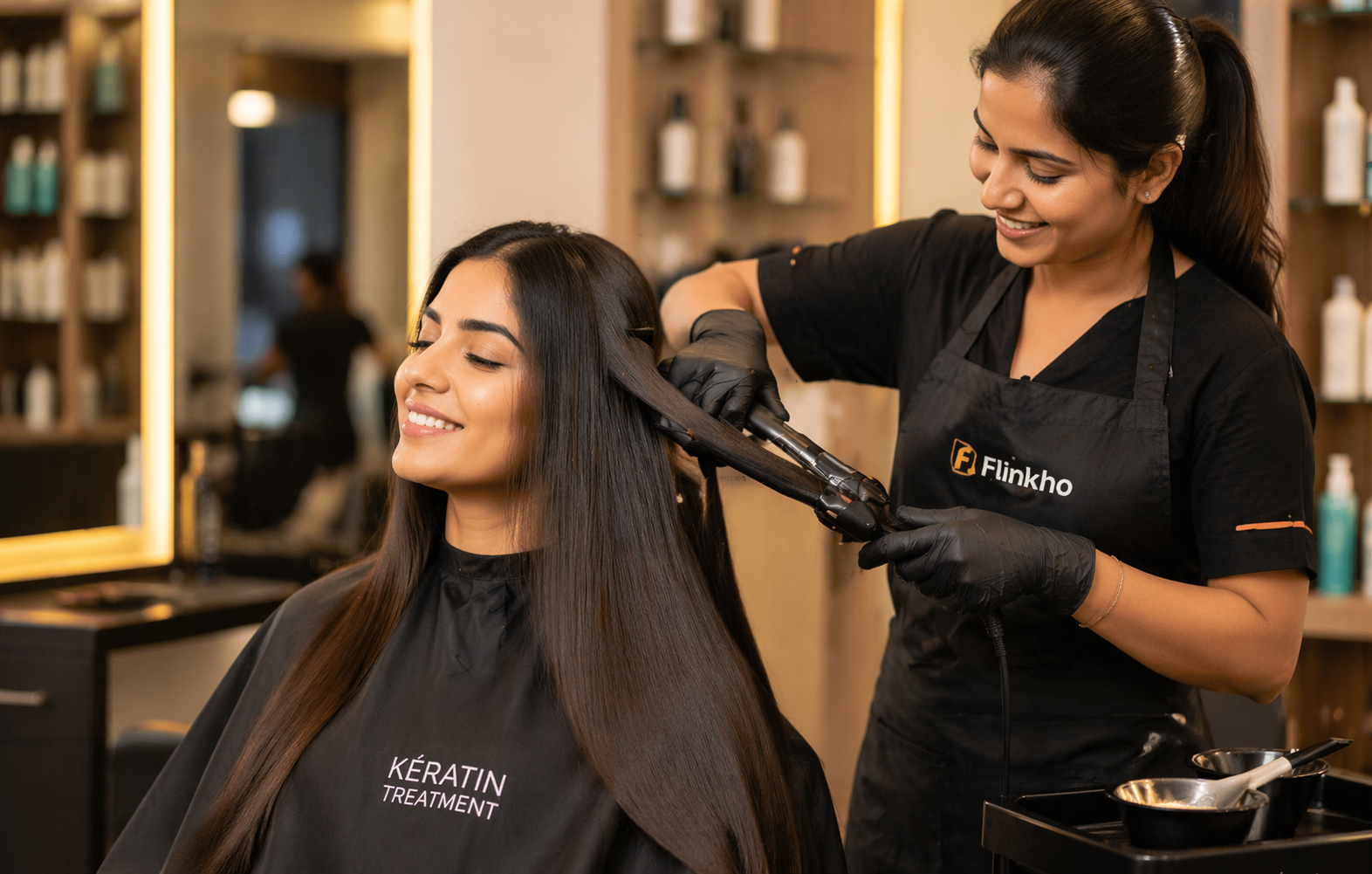 keratin treatment in Flinkho salon